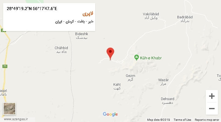 روستای لاپری بر روی نقشه