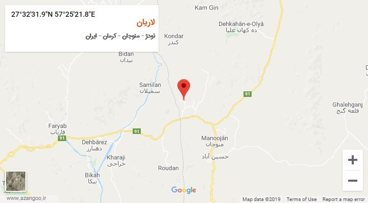 روستای لاریان بر روی نقشه