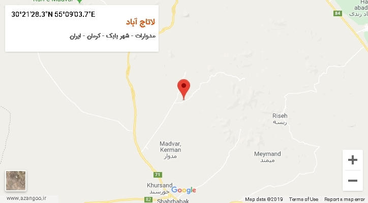 روستای لاتاج آباد بر روی نقشه
