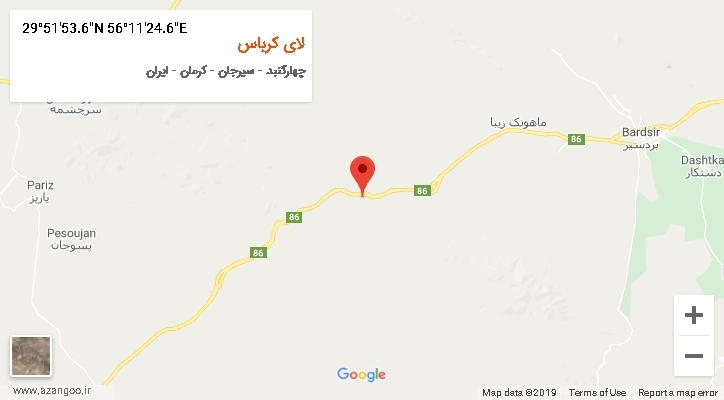 روستای لای کرباس بر روی نقشه