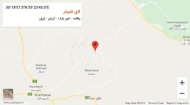 روستای لای شیردر بر روی نقشه