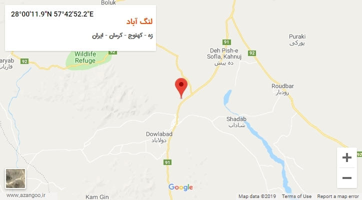 روستای لنگ آباد بر روی نقشه