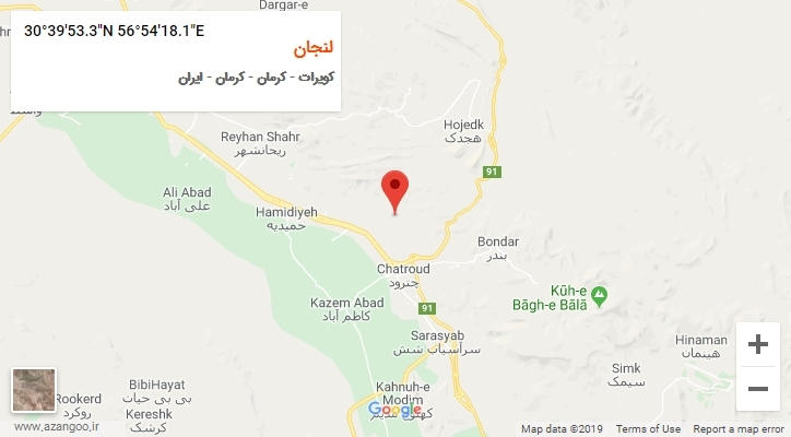روستای لنجان بر روی نقشه