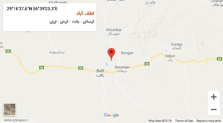 روستای لطف آباد بر روی نقشه