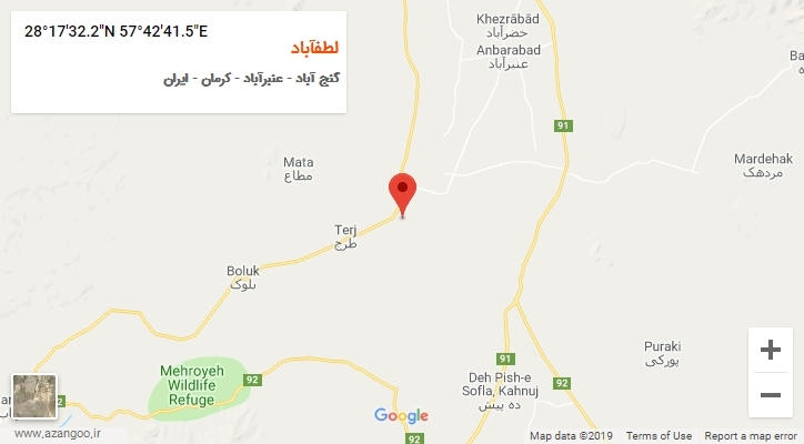 روستای لطفآباد بر روی نقشه