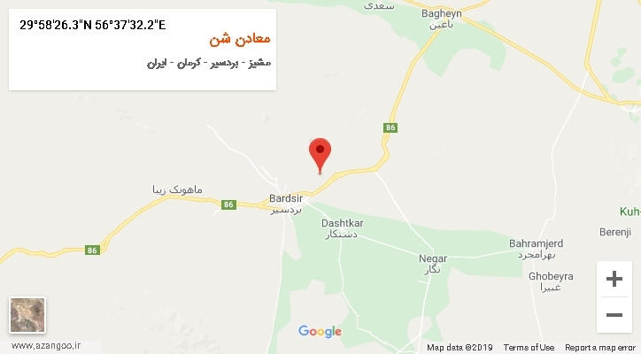 روستای معادن شن بر روی نقشه