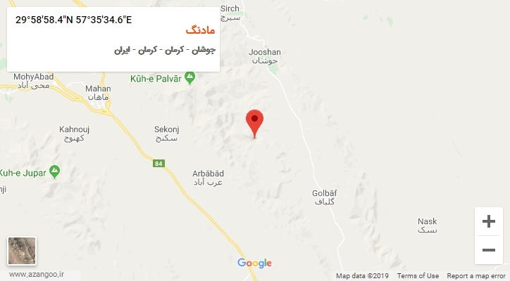 روستای مادنگ بر روی نقشه