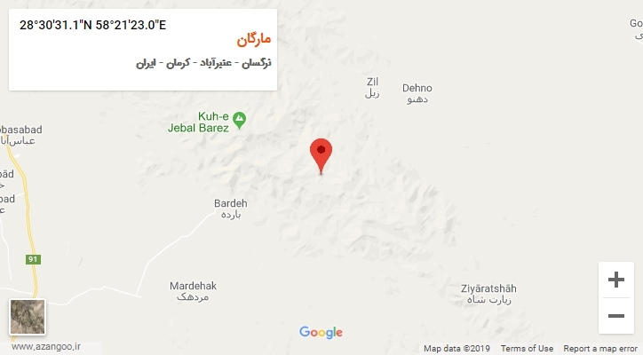 روستای مارگان بر روی نقشه