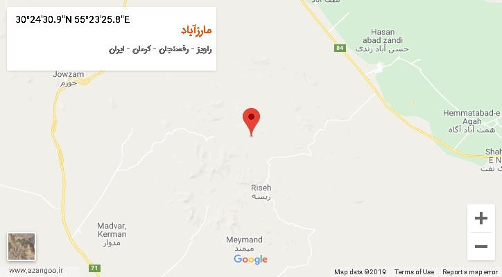 روستای مارزآباد بر روی نقشه