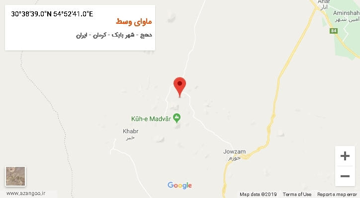 روستای ماوای وسط بر روی نقشه