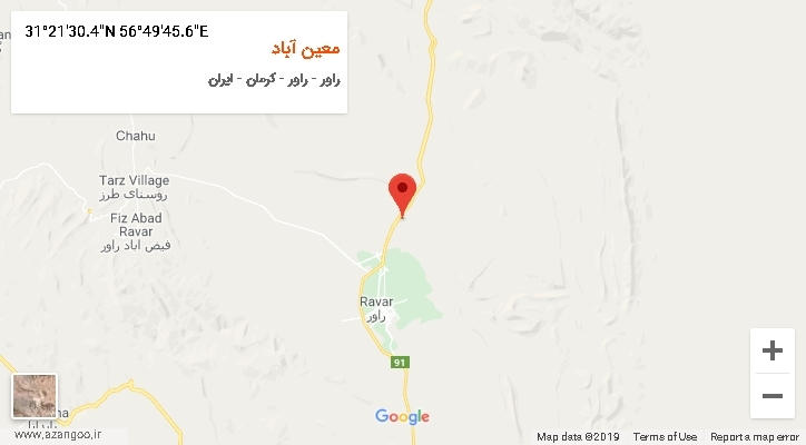روستای معین آباد بر روی نقشه
