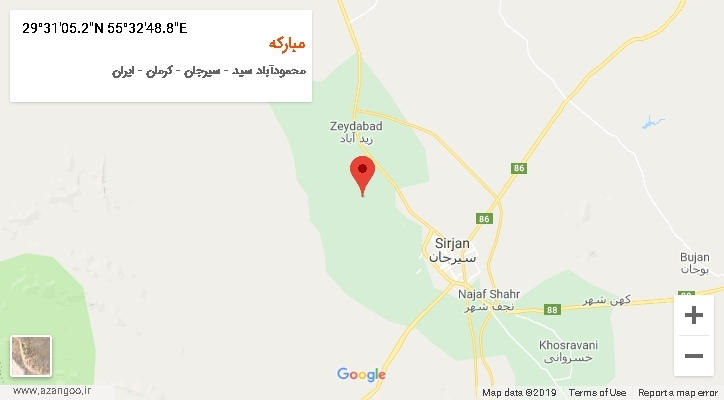 روستای مبارکه بر روی نقشه