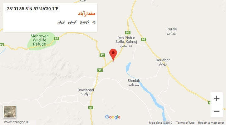 روستای مقدارآباد بر روی نقشه