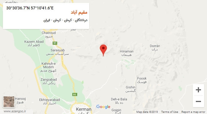 روستای مقیم آباد بر روی نقشه