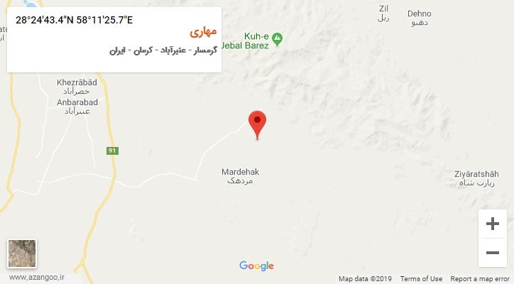 روستای مهاری بر روی نقشه