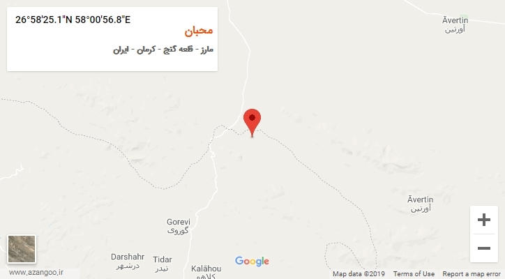 روستای محبان بر روی نقشه