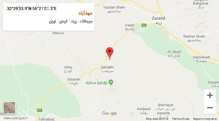 روستای مهدآباد بر روی نقشه