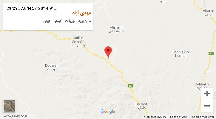 روستای مهدی آباد بر روی نقشه