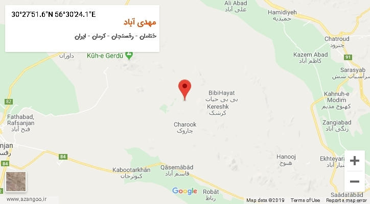 روستای مهدی آباد بر روی نقشه