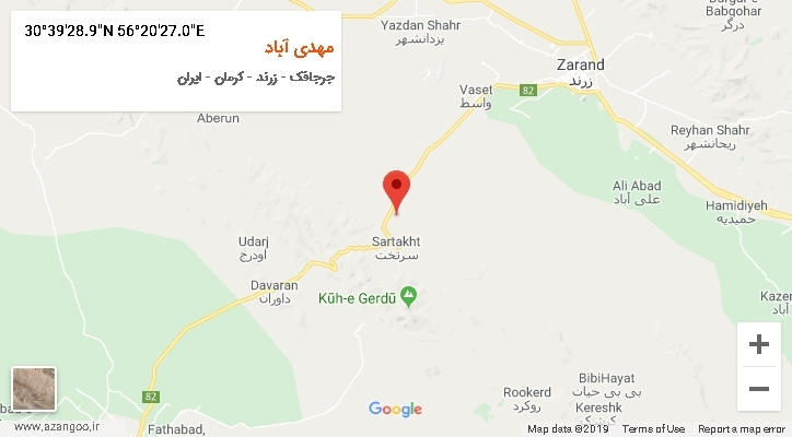 روستای مهدی آباد بر روی نقشه