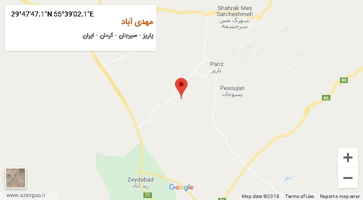 روستای مهدی آباد بر روی نقشه