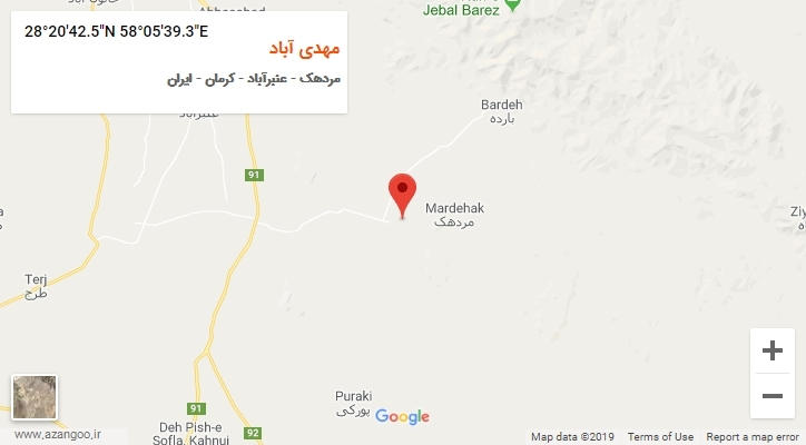 روستای مهدی آباد بر روی نقشه