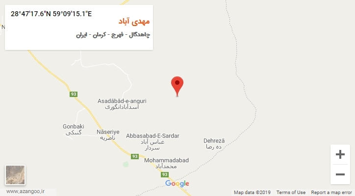 روستای مهدی آباد بر روی نقشه