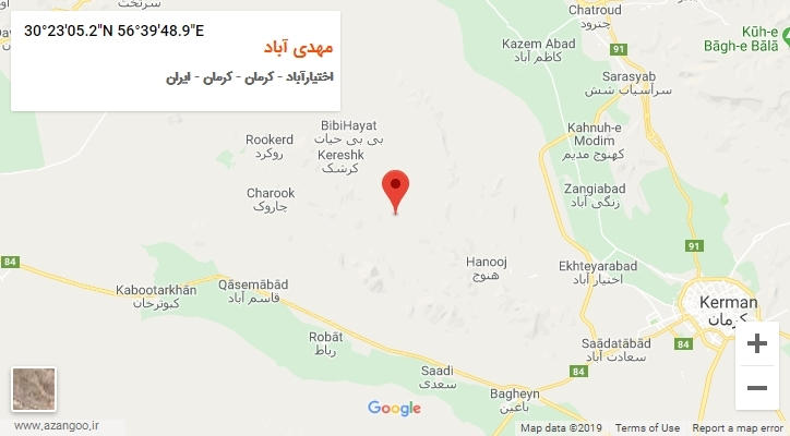 روستای مهدی آباد بر روی نقشه