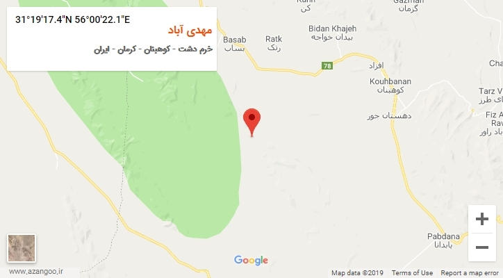 روستای مهدی آباد بر روی نقشه