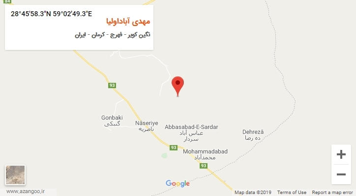 روستای مهدی آباداولیا بر روی نقشه