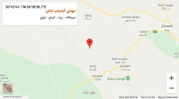 روستای مهدی آبادباب ندان بر روی نقشه