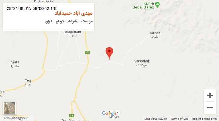 روستای مهدی آباد حمیدآباد بر روی نقشه