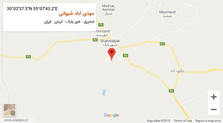 روستای مهدی آباد شیوانی بر روی نقشه