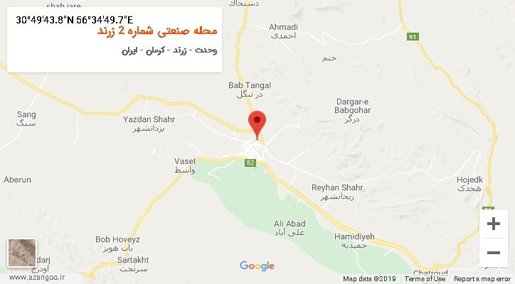 روستای محله صنعتی شماره 2 زرند بر روی نقشه