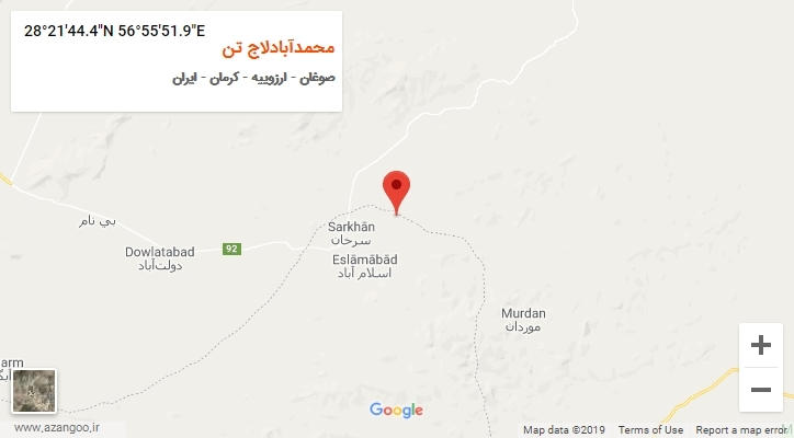 روستای محمدآبادلاج تن بر روی نقشه