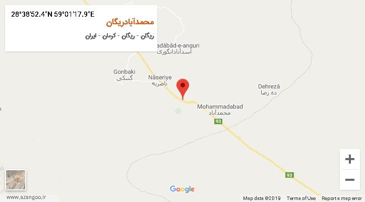 روستای محمدآبادریگان بر روی نقشه