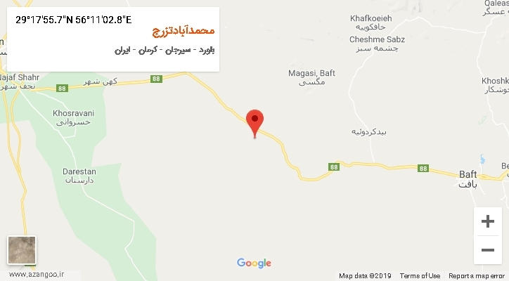 روستای محمدآبادتزرج بر روی نقشه