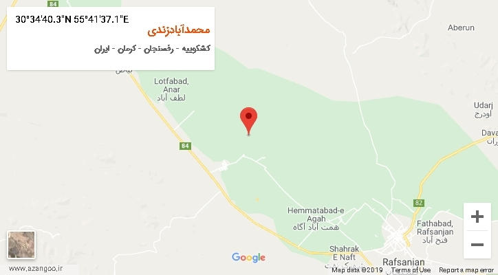 روستای محمدآبادزندی بر روی نقشه