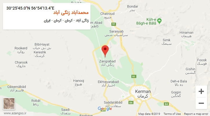 روستای محمدآباد زنگی آباد بر روی نقشه