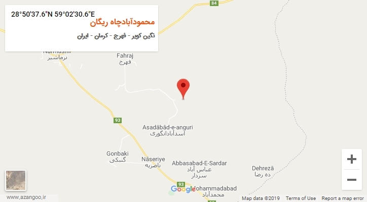 روستای محمودآبادچاه ریگان بر روی نقشه