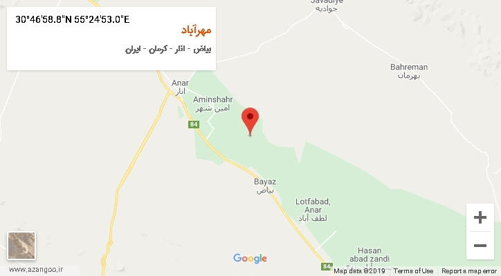 روستای مهرآباد بر روی نقشه