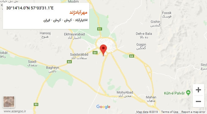 روستای مهرآبادژند بر روی نقشه