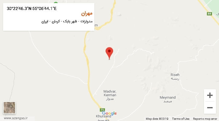 روستای مهران بر روی نقشه