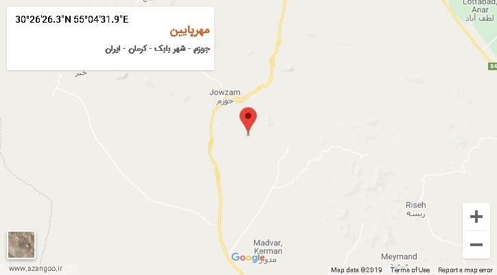 روستای مهرپایین بر روی نقشه