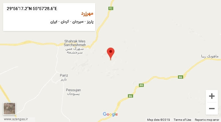 روستای مهرزرد بر روی نقشه