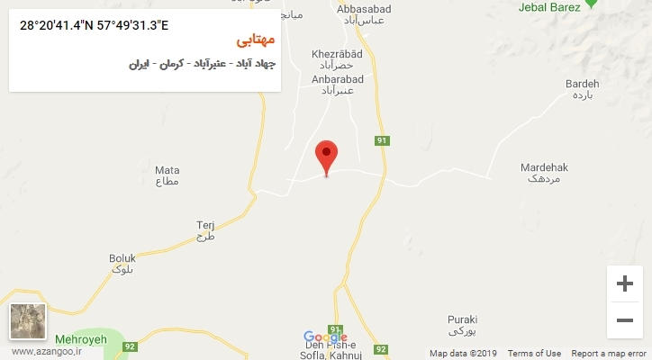 روستای مهتابی بر روی نقشه