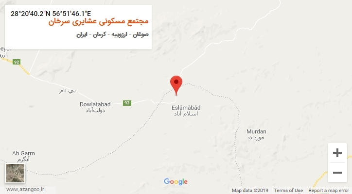 روستای مجتمع مسکونی عشایری سرخان بر روی نقشه