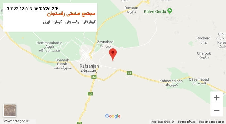 روستای مجتمع ضنعتی رفسنجان بر روی نقشه