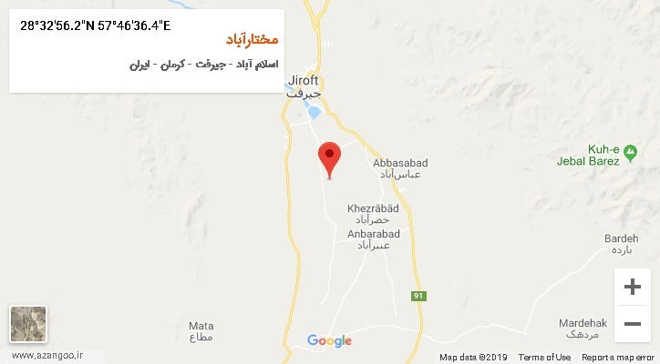 روستای مختارآباد بر روی نقشه