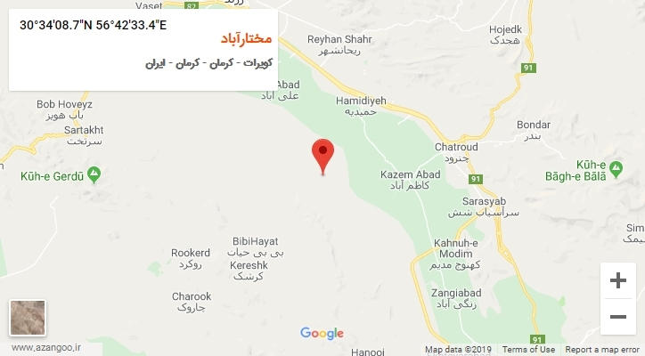 روستای مختارآباد بر روی نقشه